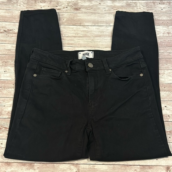 Paige Mid Rise Verdugo Crop Skinny Jeans in Black Overdye - Picture 4 of 14